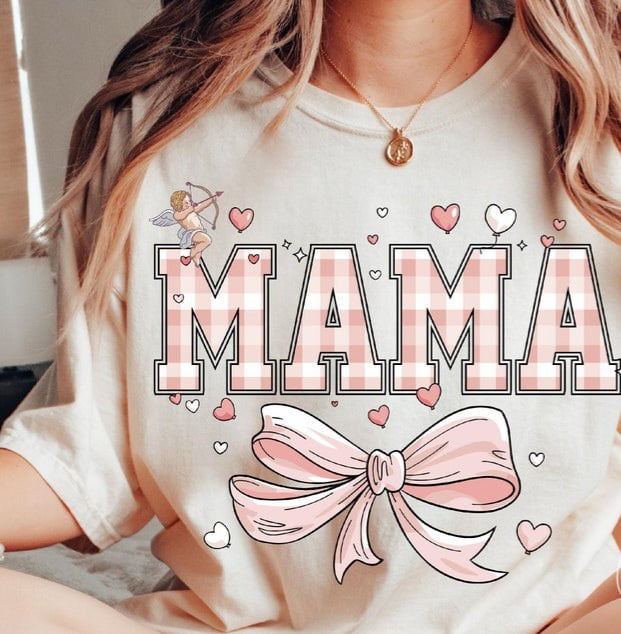 Mama pink checkered 75901 DTF transfer
