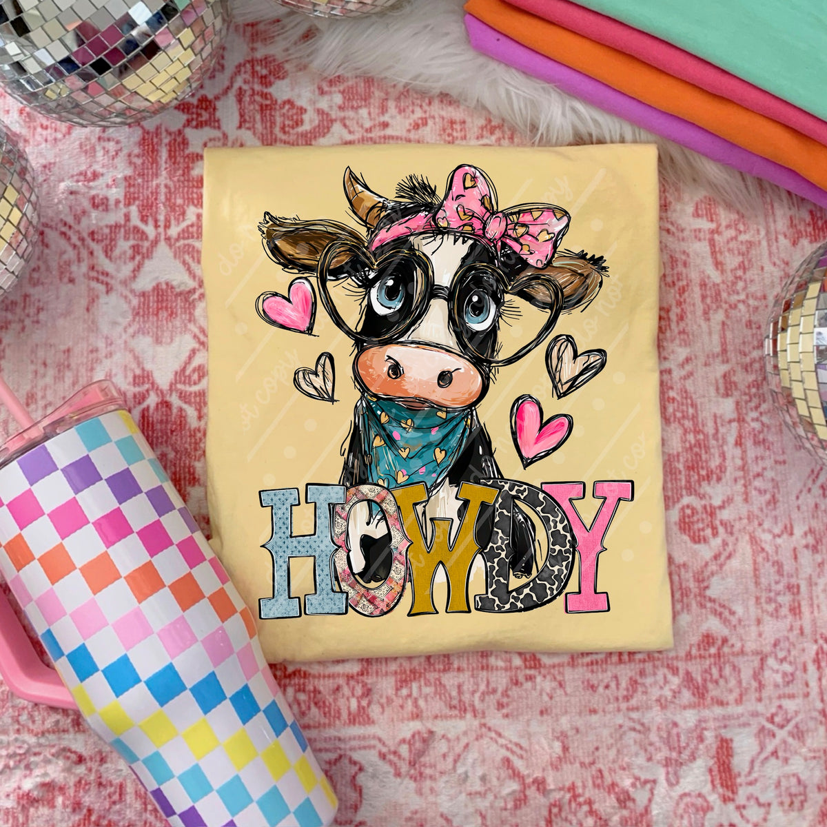 Howdy cow with bow (Texasgal) DTF Transfer