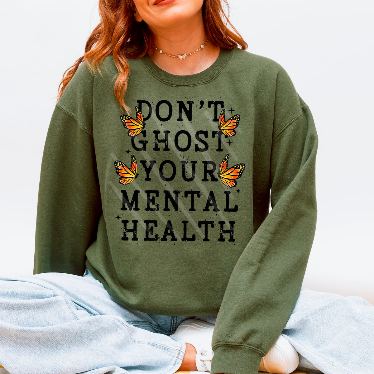 Don’t Ghost your mental health butterflies 113808 DTF Transfer