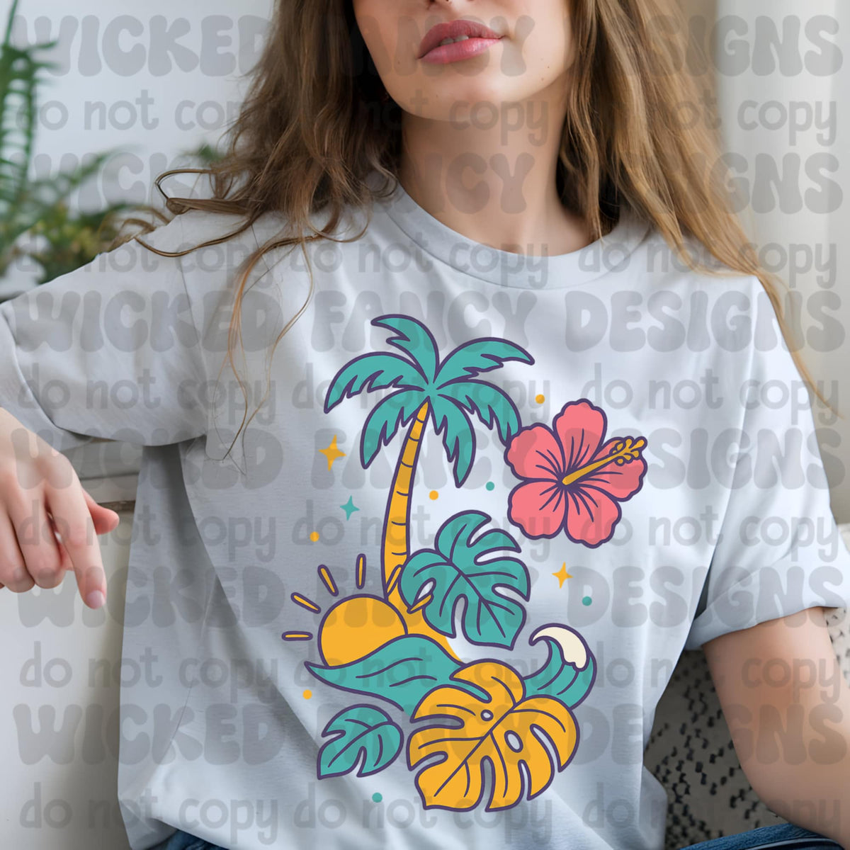 Tropical leaves 106086 DTF transfer