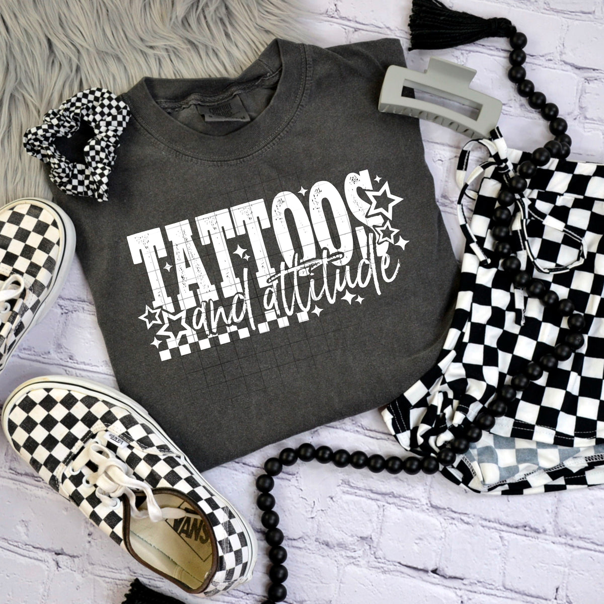 Tattoos & Attitude WHITE (csc) DTF transfer