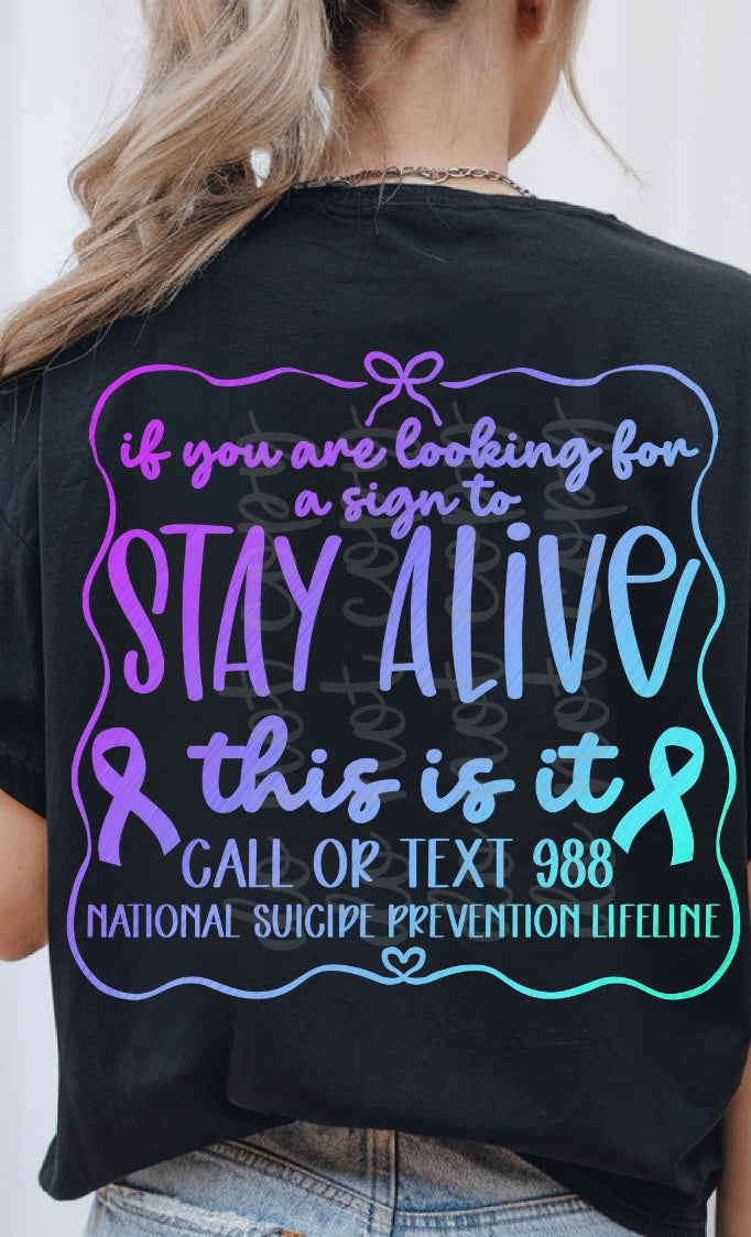 Stay Alive Bow Frame (PARKER) DTF transfer