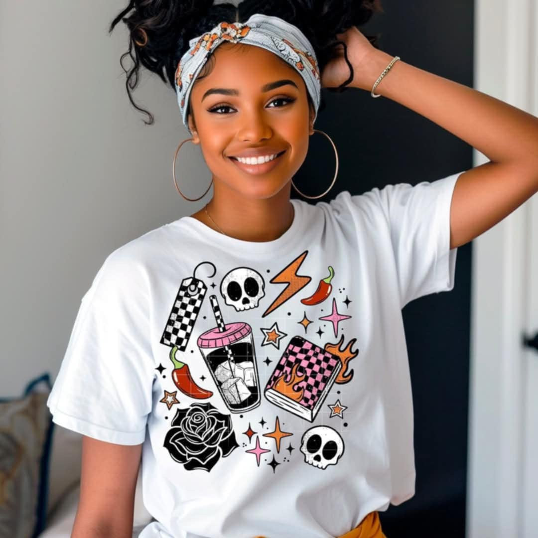 Coffee and book collage COLOR (CSC) 98313 DTF transfer