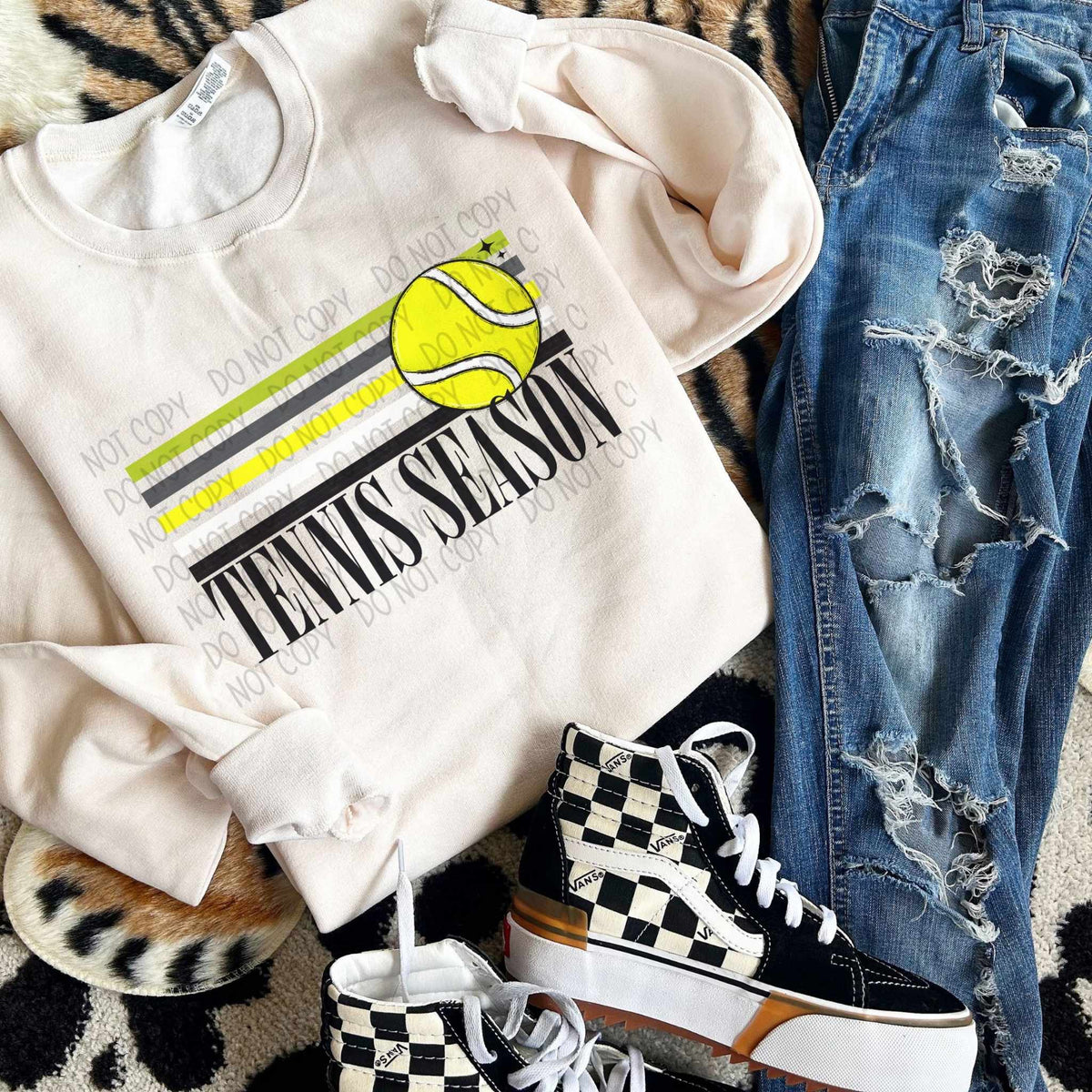 Tennis season retro lines (SW) 58418 DTF transfer