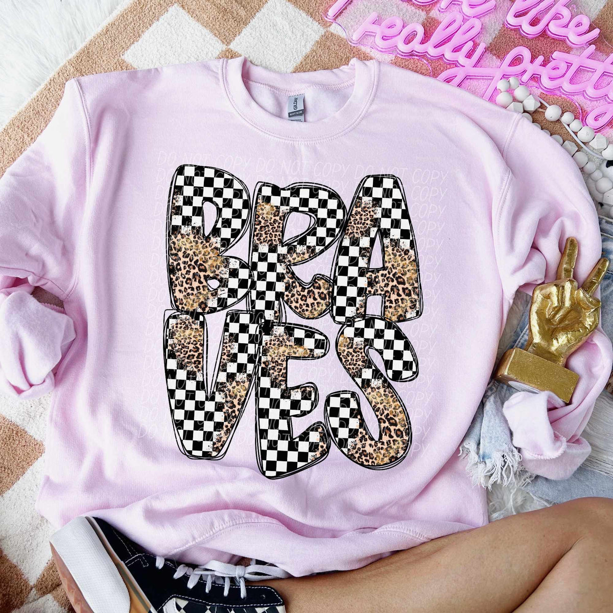 Braves checkered leopard filled (CITY) 53113 DTF transfer