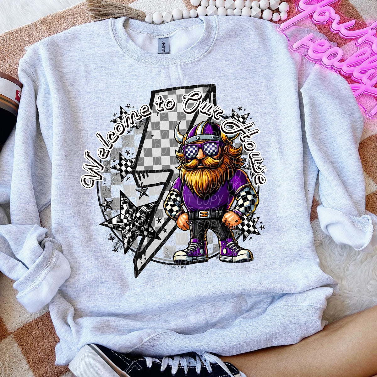 Welcome to our house Vikings (purple) 49390 DTF TRANSERS