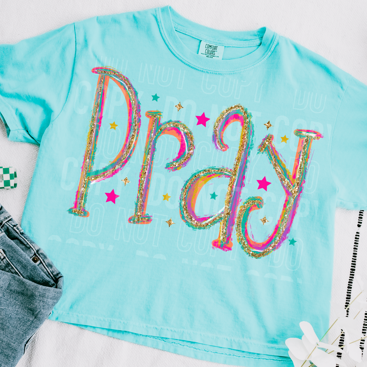 Pray rainbow with stars Sunday Special DTF transfer