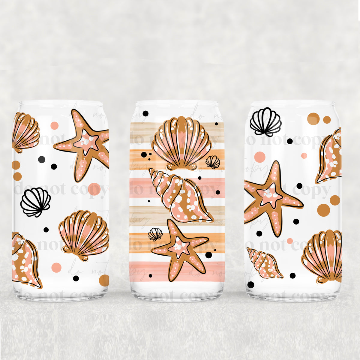 Orange and pink stacked shells with stripes (CSC) UV DTF WRAP