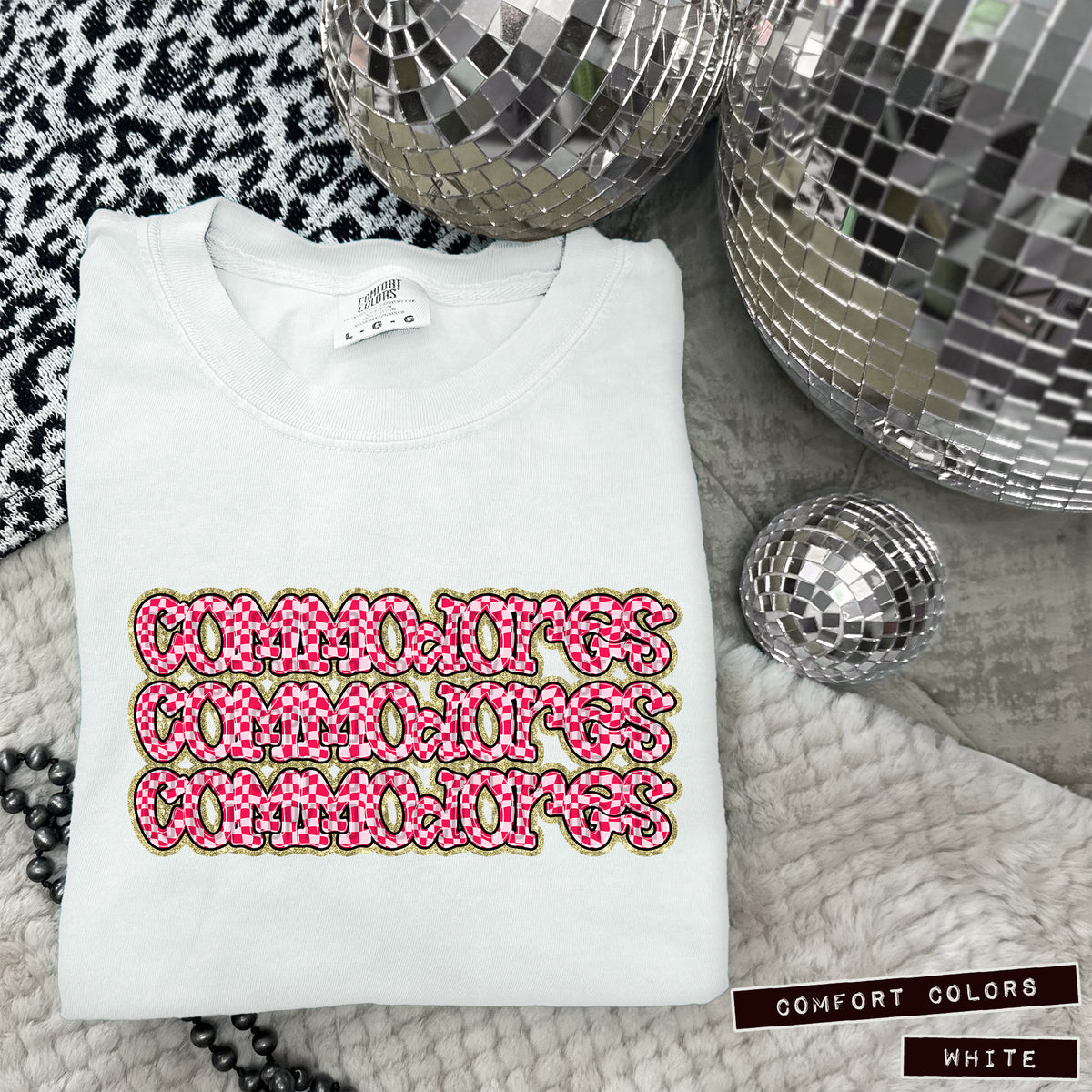 COMMODORES stacked pink checkered (Caplinger) DTF transfer