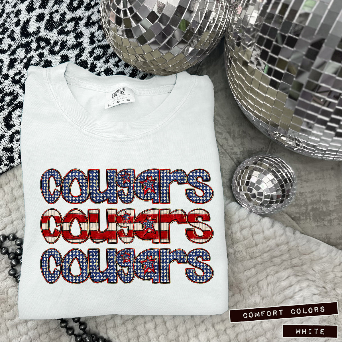 Cougars  RWB stacked (Caplinger) DTF transfer
