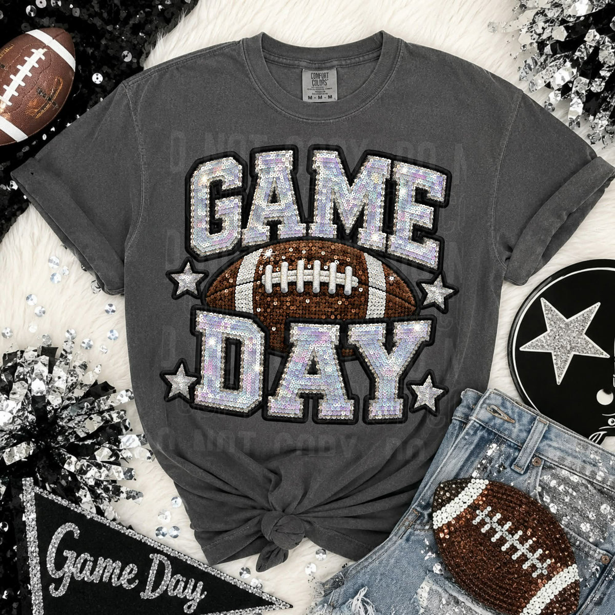 Game day sequin football (SBB) Sunday Special DTF transfer