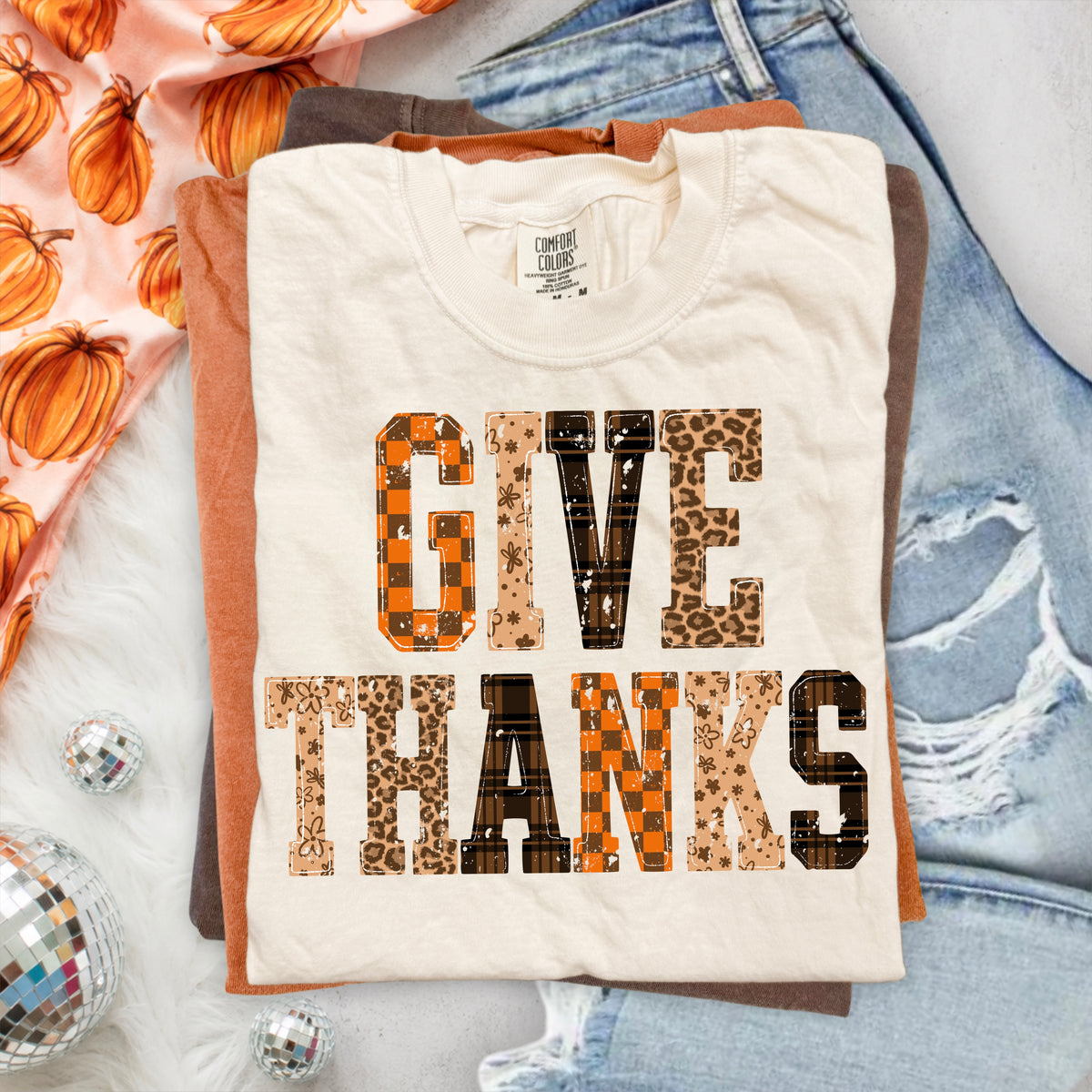Give thanks patterned font (CSC) DTF Transfer