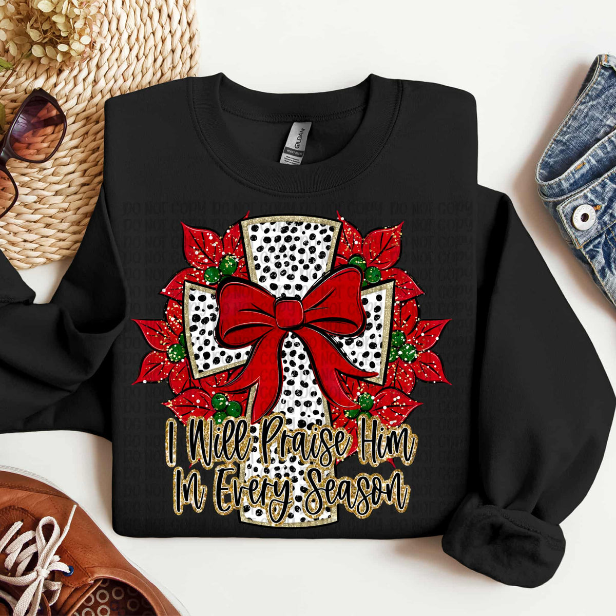 Praise Him in Every Season Dalmatian cross (VP) DTF Transfer