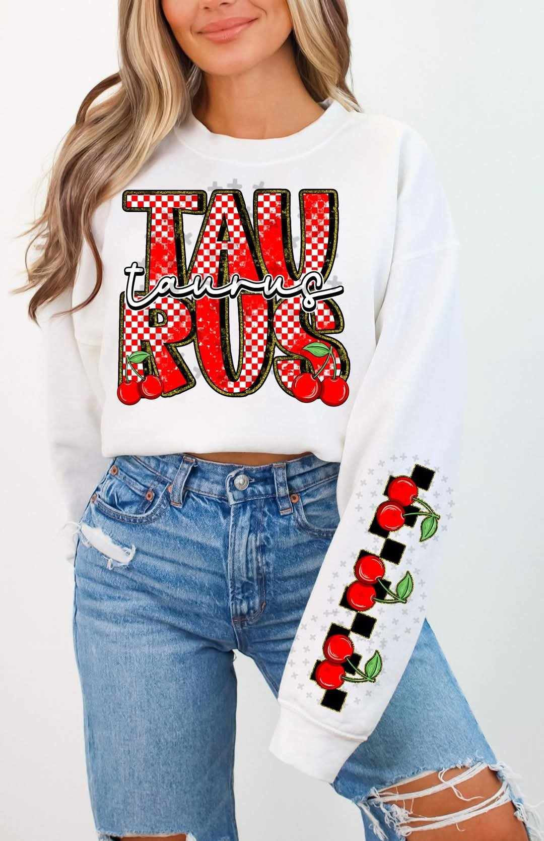 Taurus red font cherries FRONT (C’s) 82757 DTF transfer
