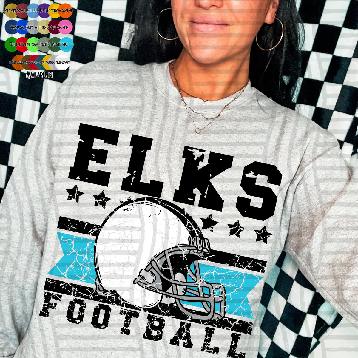 elks football helmet distressed colors (caplinger) DTF transfer
