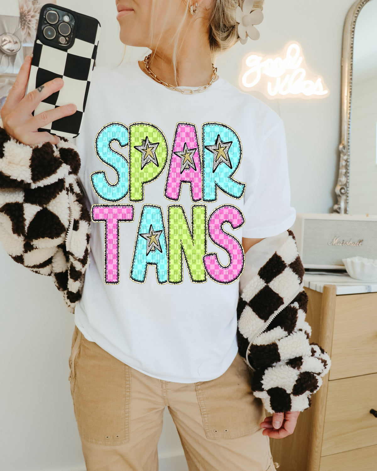 Spartans Colorful Checkered (caplinger) DTF transfer