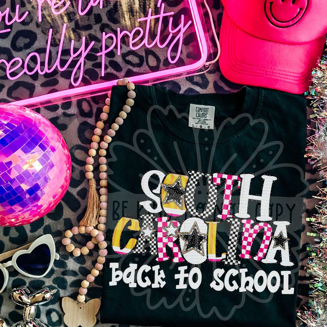 south carolina back to school patterned letters (vehement) DTF Transfer