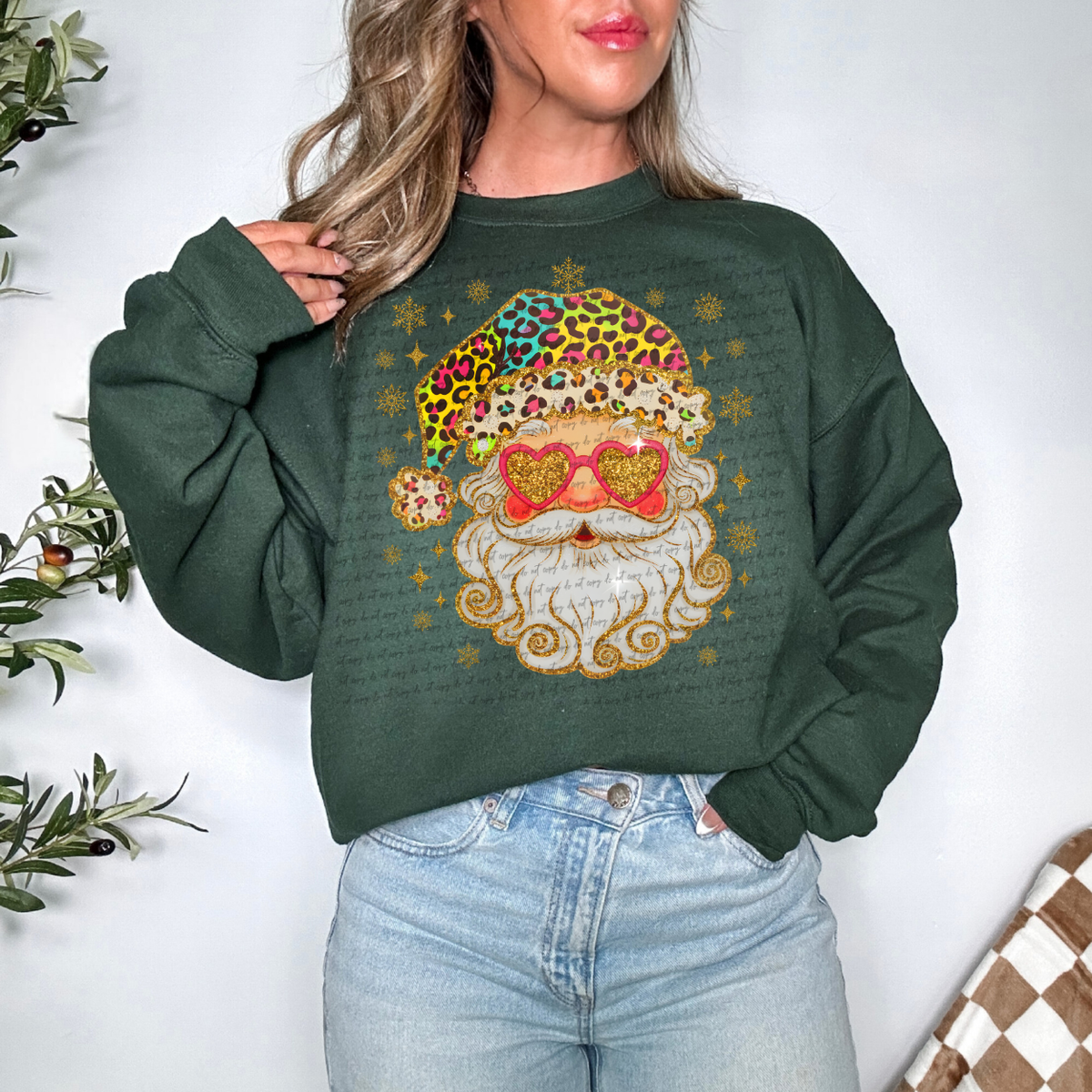 Santa With Leopard Hat 68576 DTF Transfer