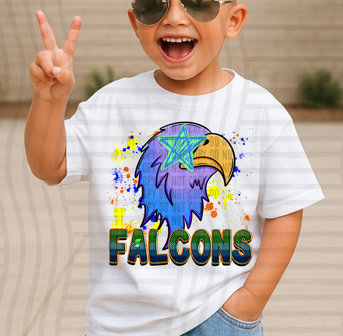 falcons paint splatter boy blue green and yellow (Caplinger) DTF Transfer