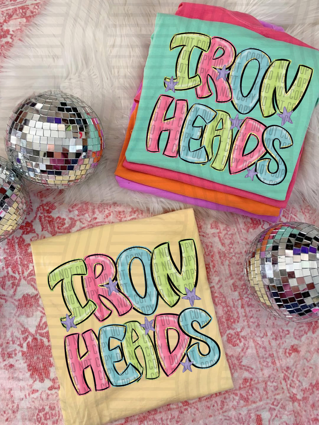 Ironheads Glittery & Preppy Mascots (Caplinger) DTF transfer