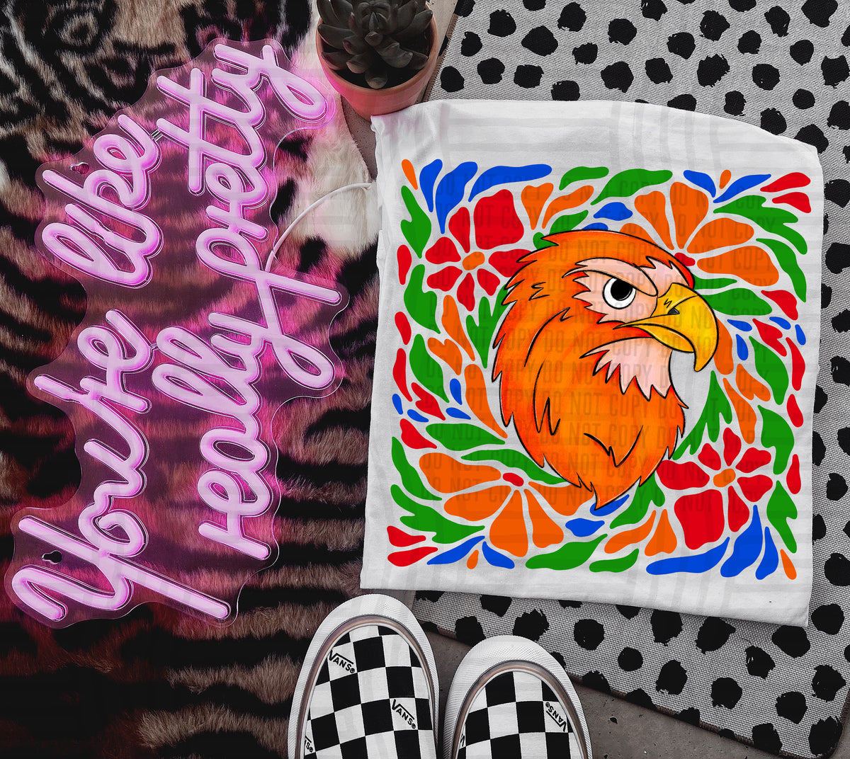 Orange Hawk Retro Floral (Caplinger) 101151 DTF transfer