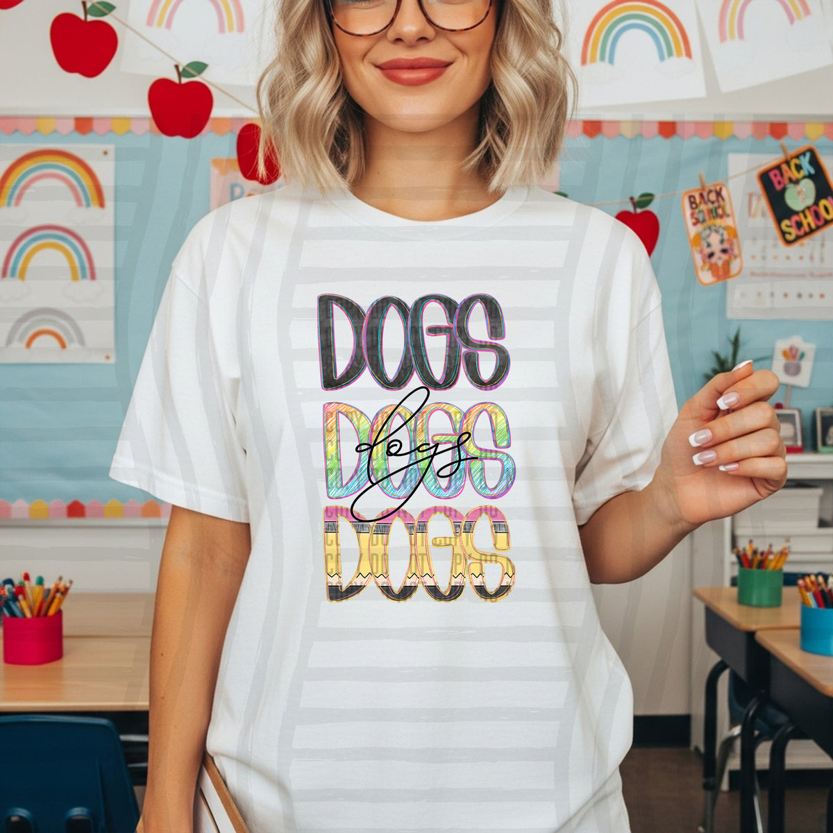 dogs crayon cutie stacked (Caplinger) DTF Transfer