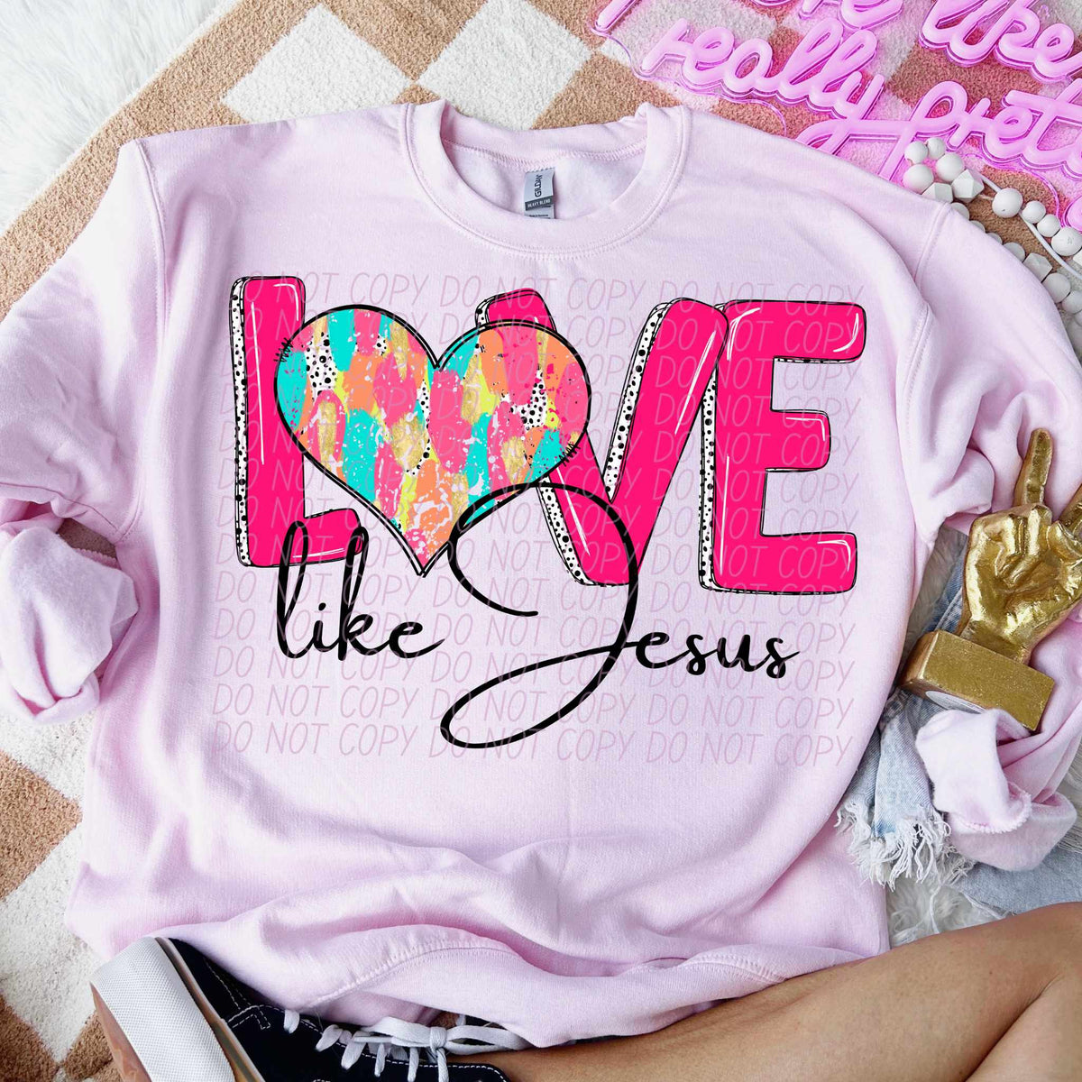 Love like Jesus brushstroke heart (CITY) 75754 DTF transfer