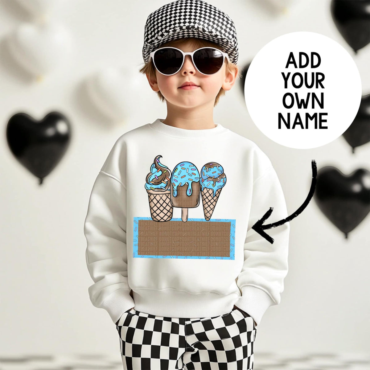 Ice cream name tag BOY (SDD) 95670 DTF transfer