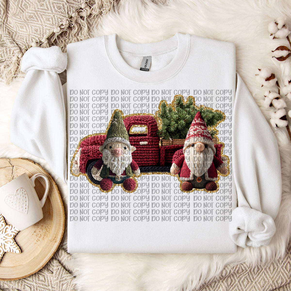 Faux Crochet gnomes and truck (VP) DTF transfer