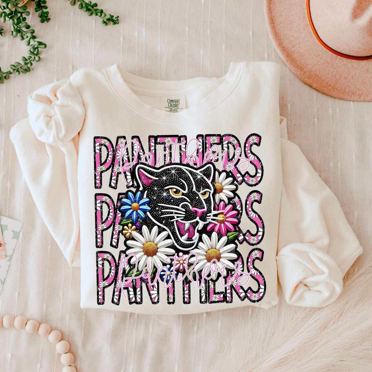 Panthers floral stacked 80685 DTF transfer