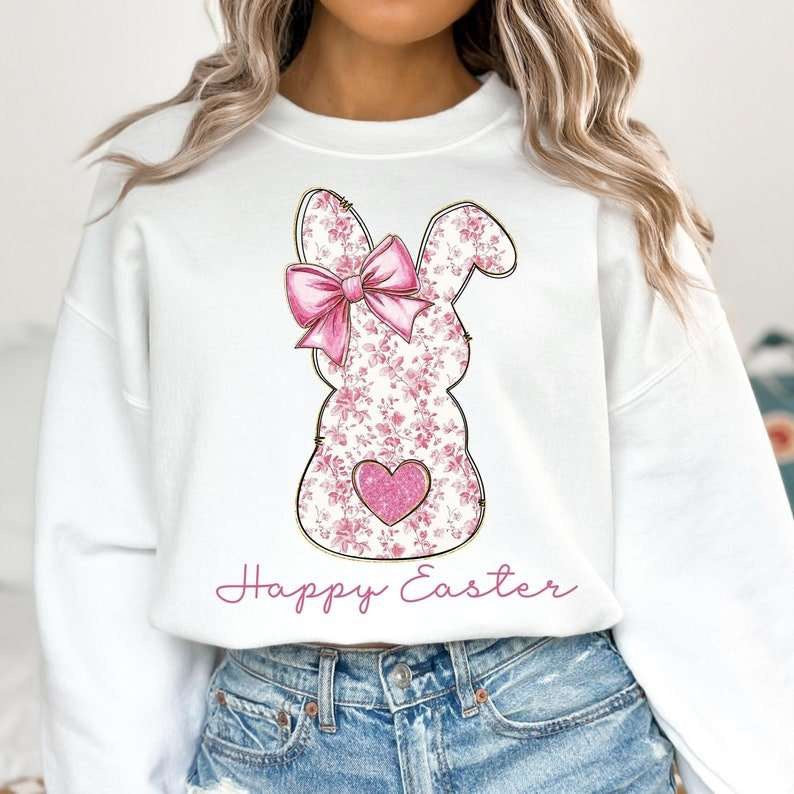 Happy Easter pink bunny 80224 DTF transfer