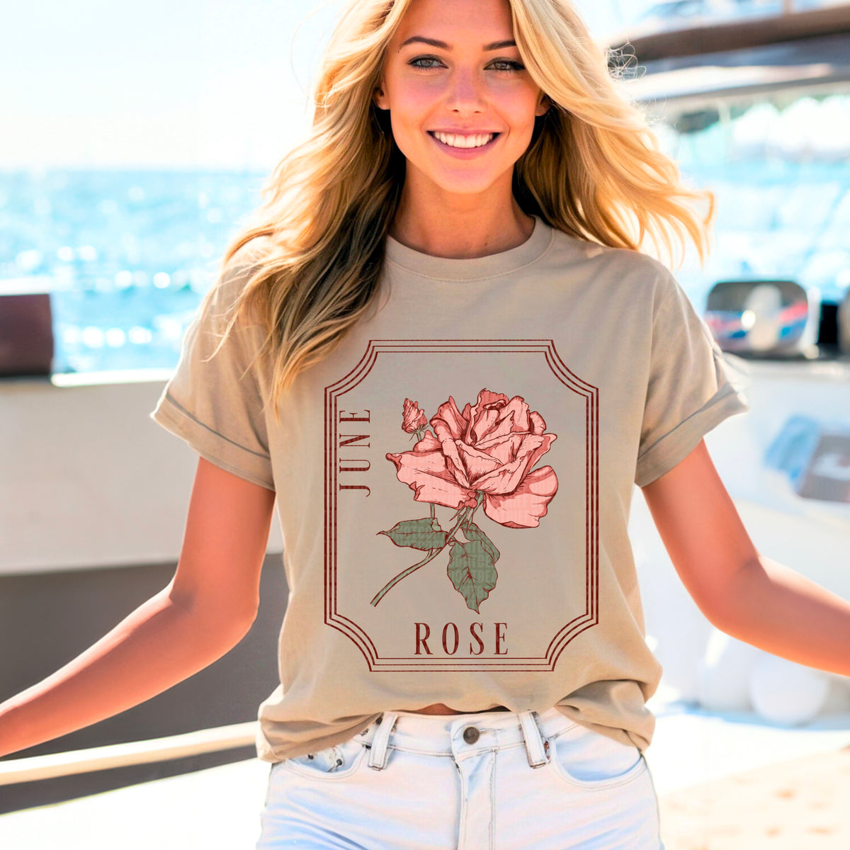 June rose birth flower 95554 DTF transfer
