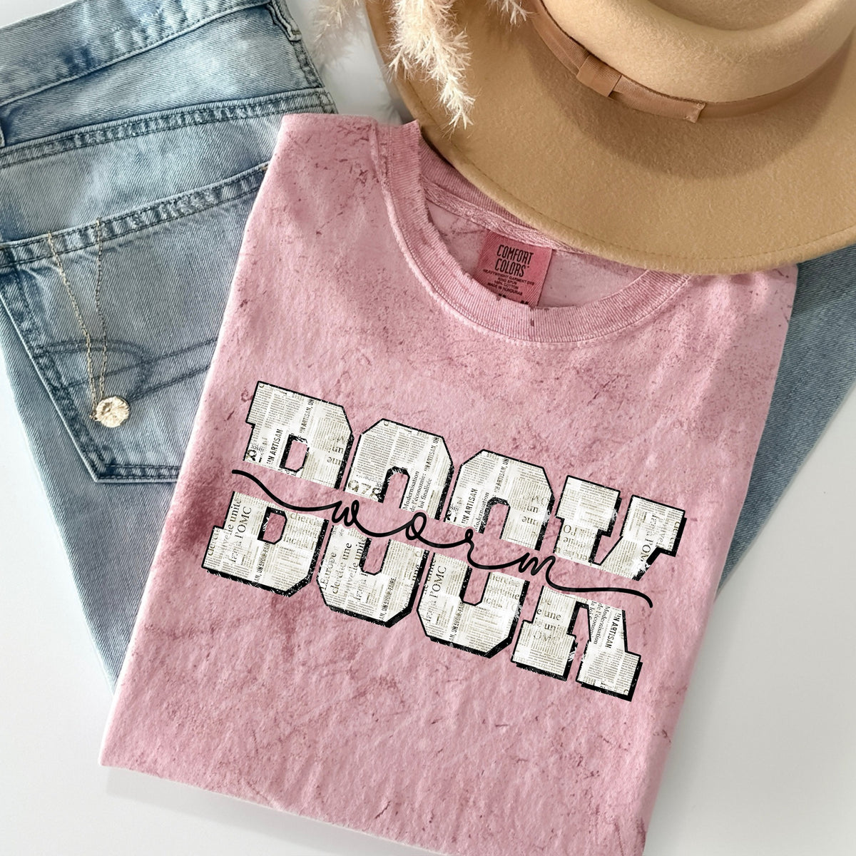 Book Worm black cursive DTF Transfer