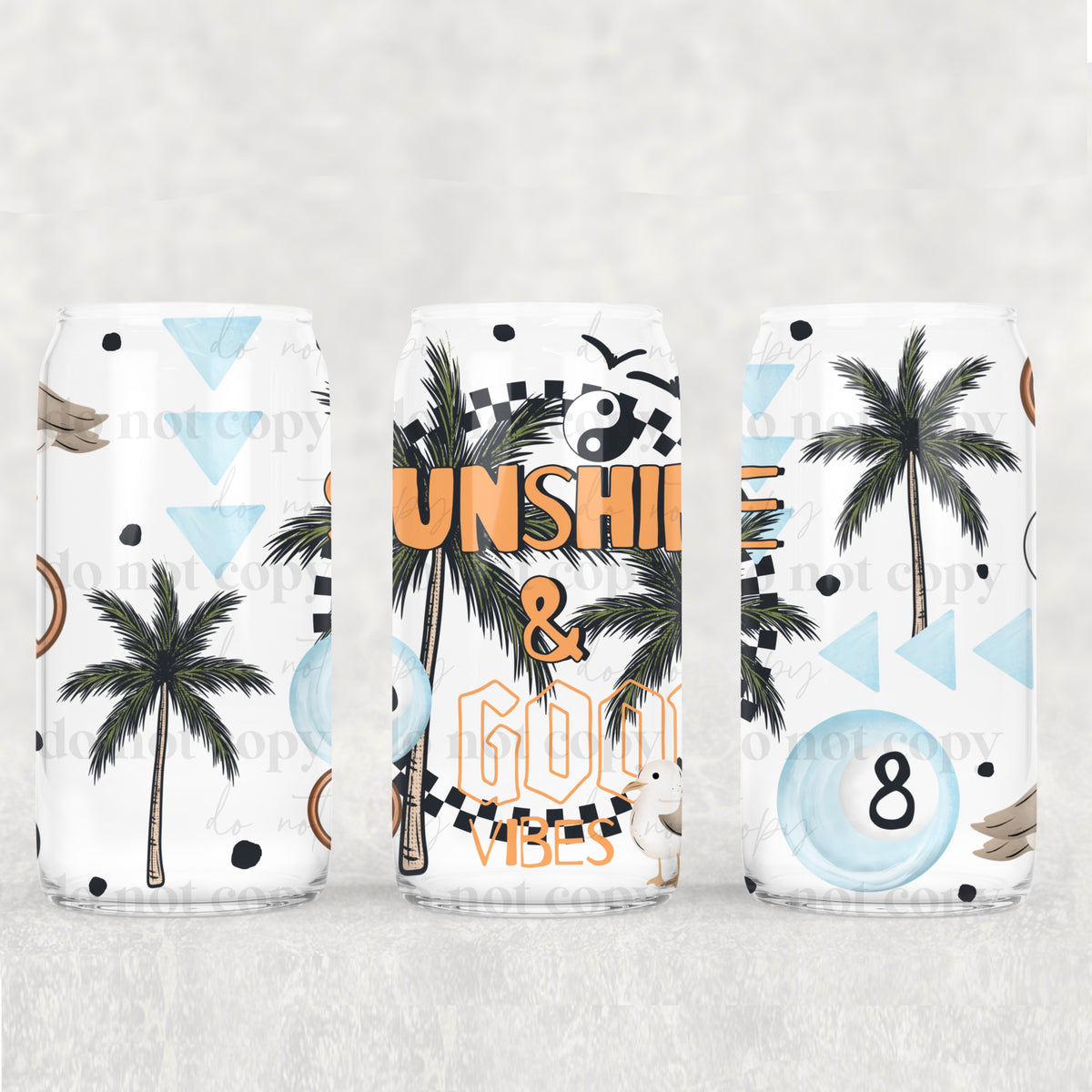 Sunshine and good vibes checker circle (CSC) UV DTF WRAP