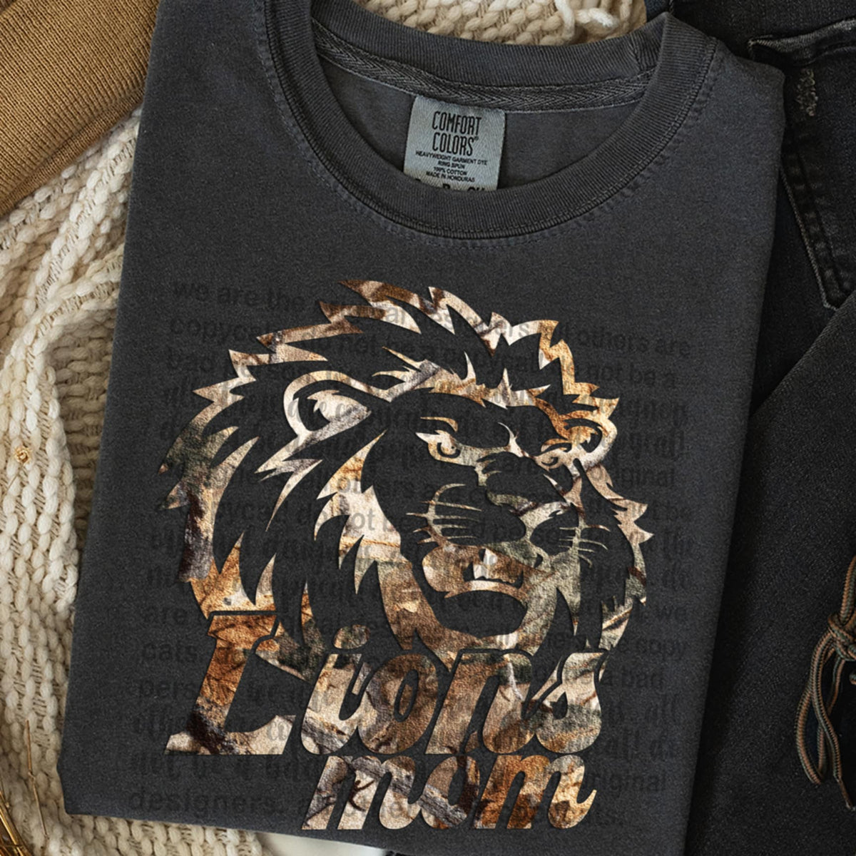 Lions Mom Camo TTD DTF transfer