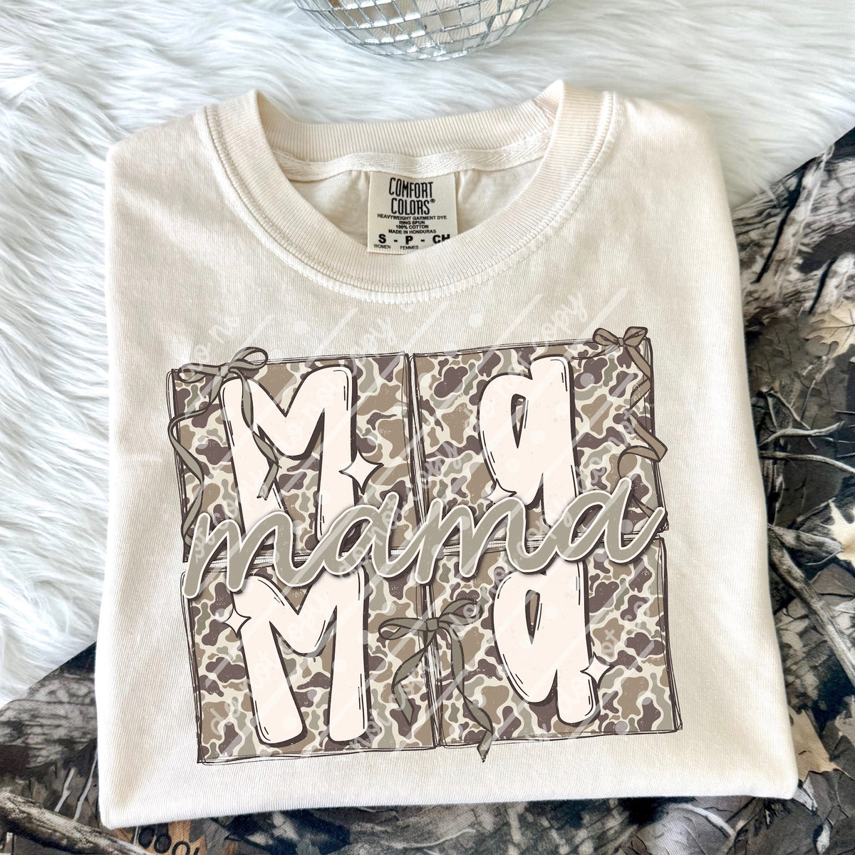 Mama blocks camo (scarlow) DTF transfer