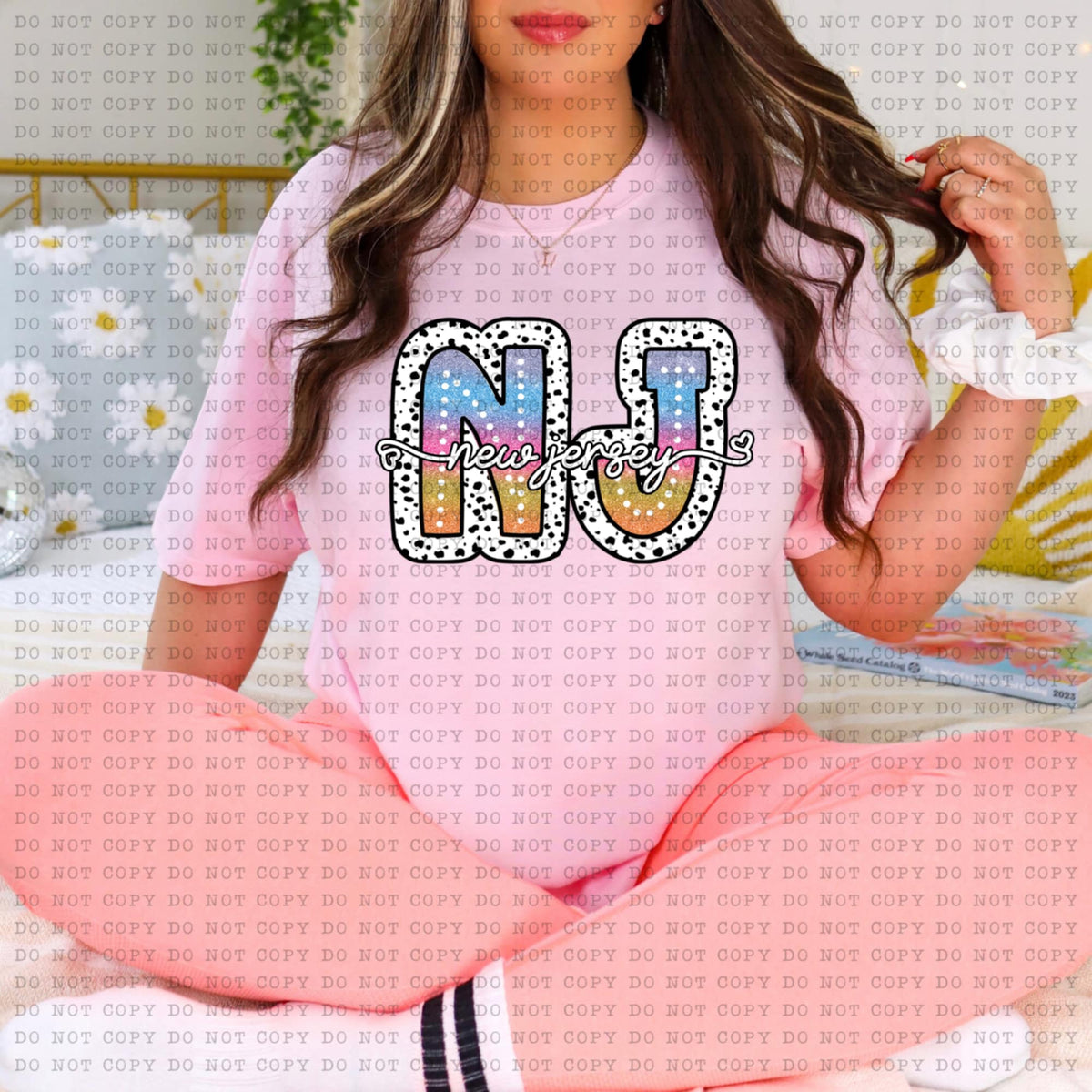 NJ New Jersey tie dye dottie (ECHT) 94241 DTF transfer