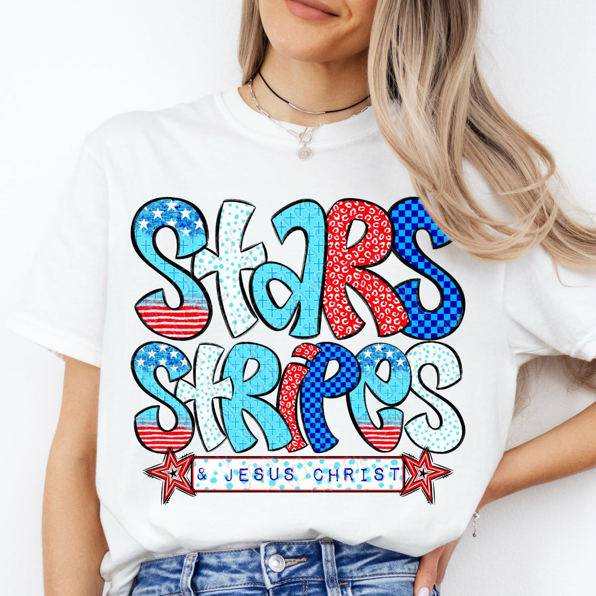Stars stripes Jesus Christ Sunday Special DTF transfer
