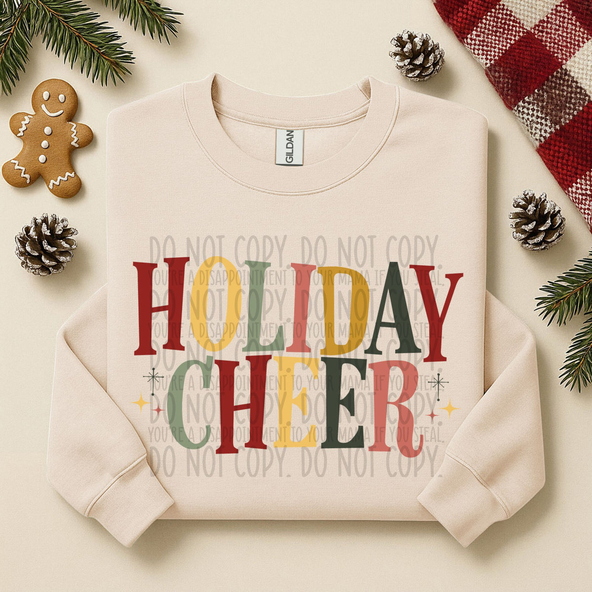 Holiday Cheer (red green pink yellow) (SWD) DTF transfer