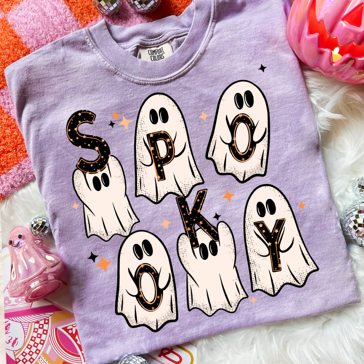 Ghosts holding spooky season stacked (CSC) DTF Transfer