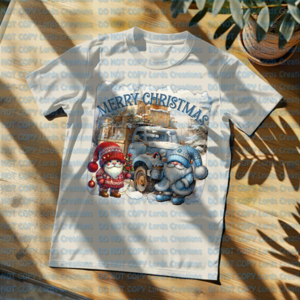 Merry Christmas gnomes and truck 109305 DTF transfer