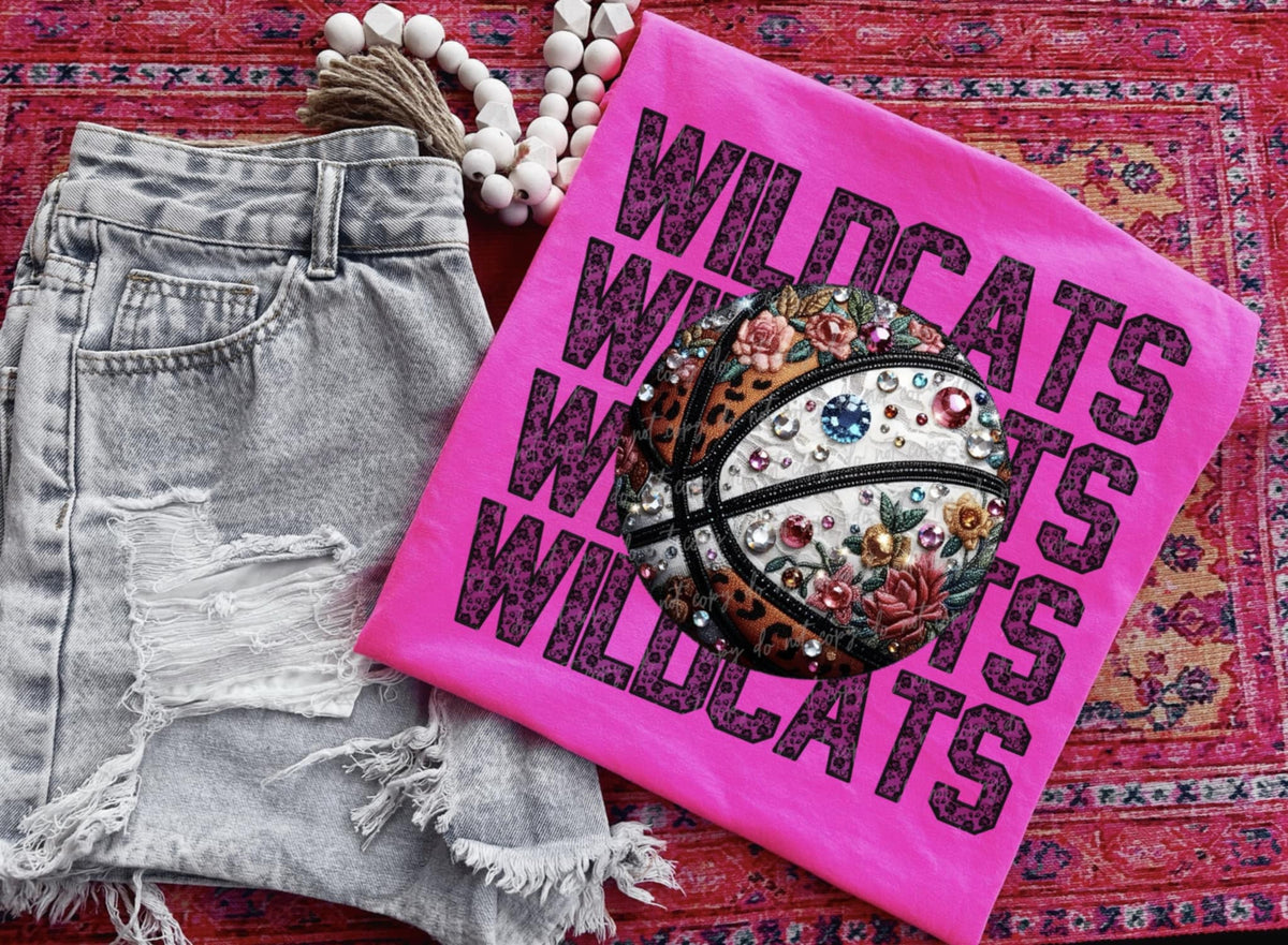 Wildcats bedazzled basketball (VIRGO) 94444 DTF transfer