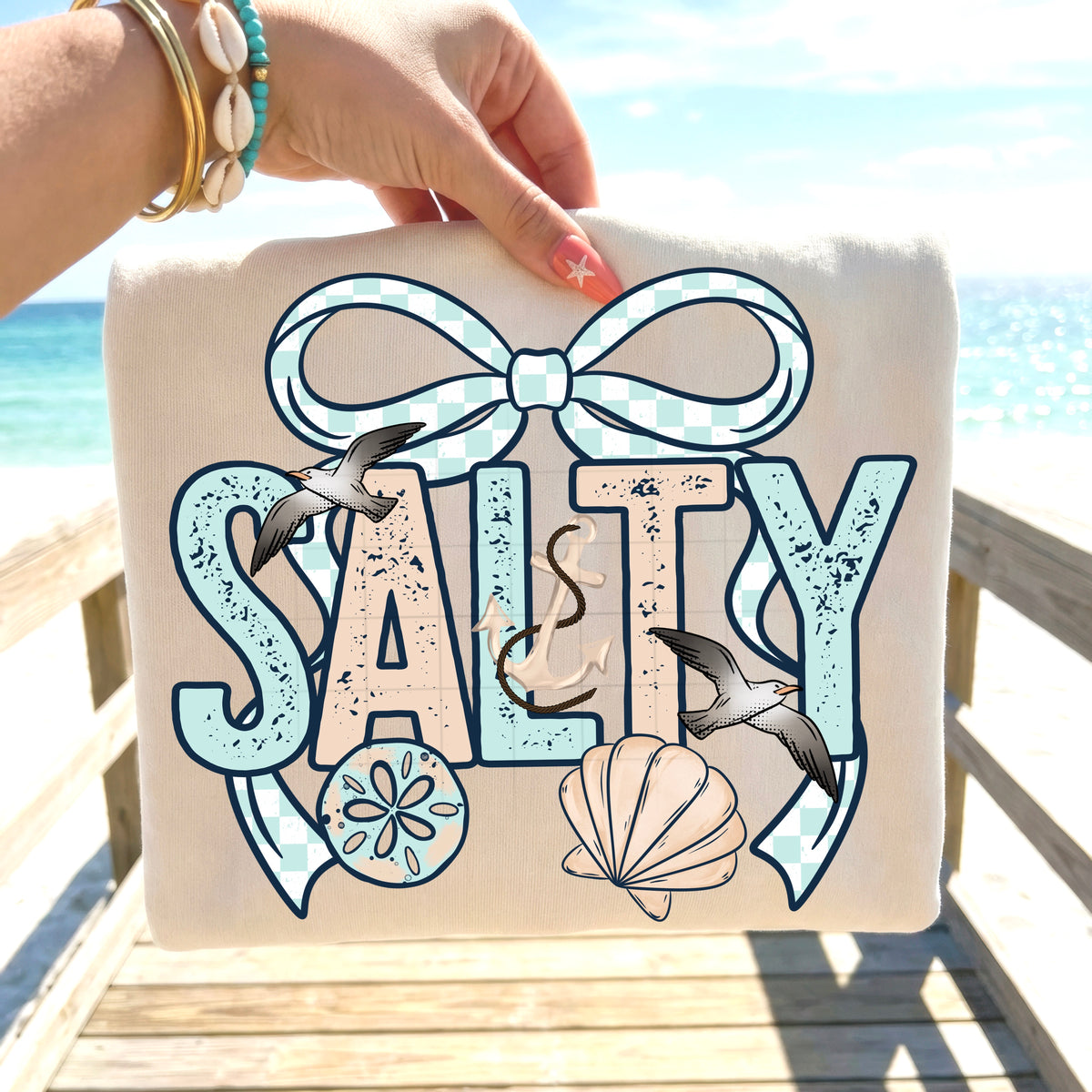 Salty (with anchor and birds, with bow) (CSC) DTF Transfer