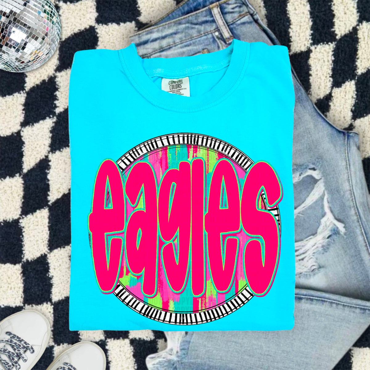 Eagles pink font circle 103904 DTF transfer