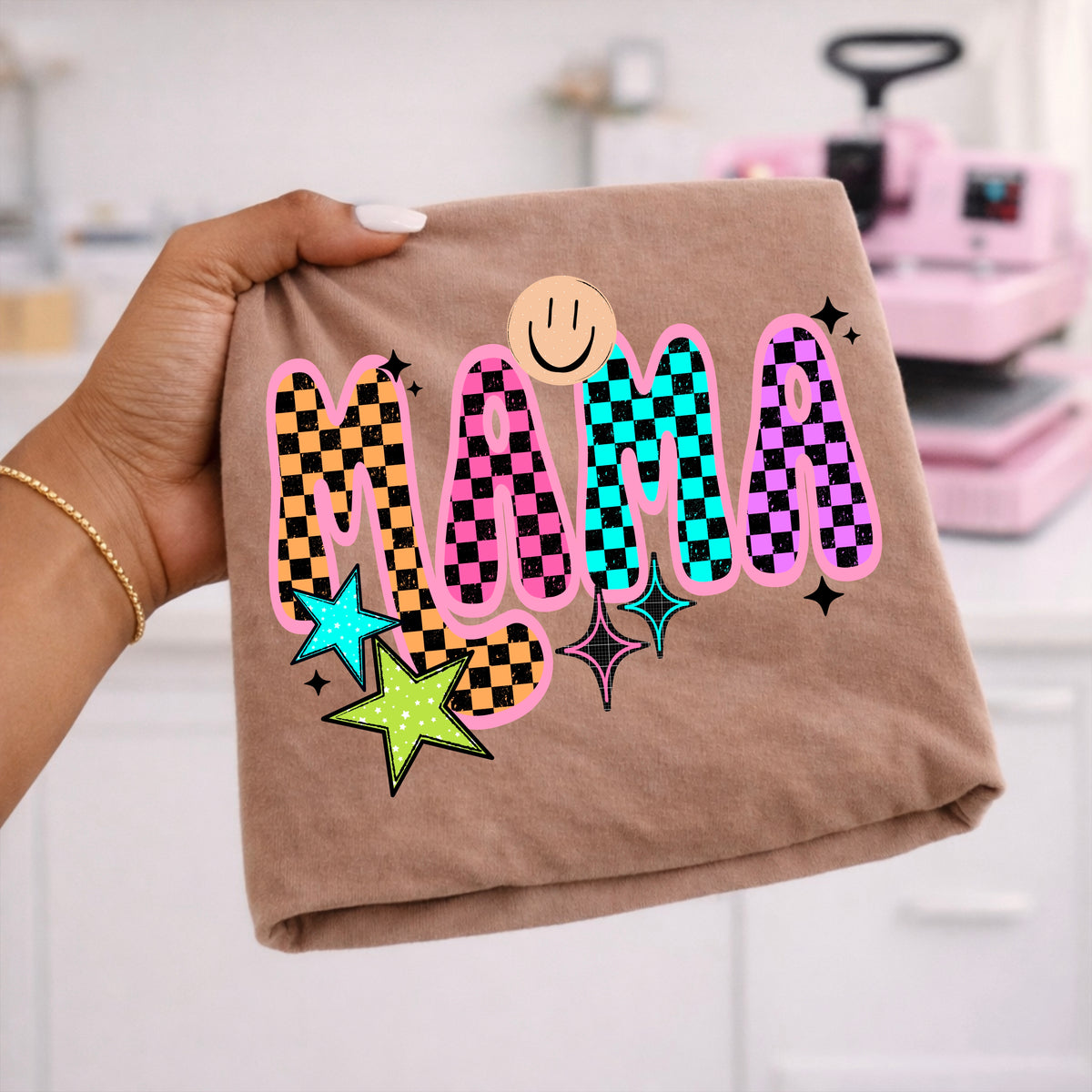 Mama colorful checker (CSC) DTF Transfer