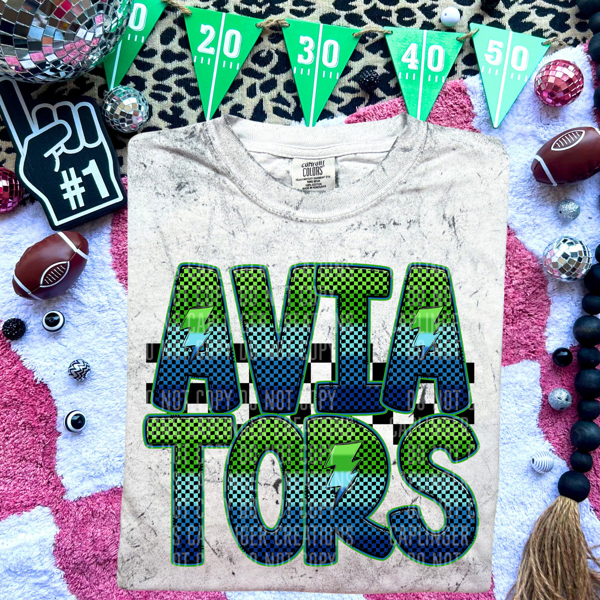 Aviators Blue and Green Checkered (Caplinger) DTF transfer
