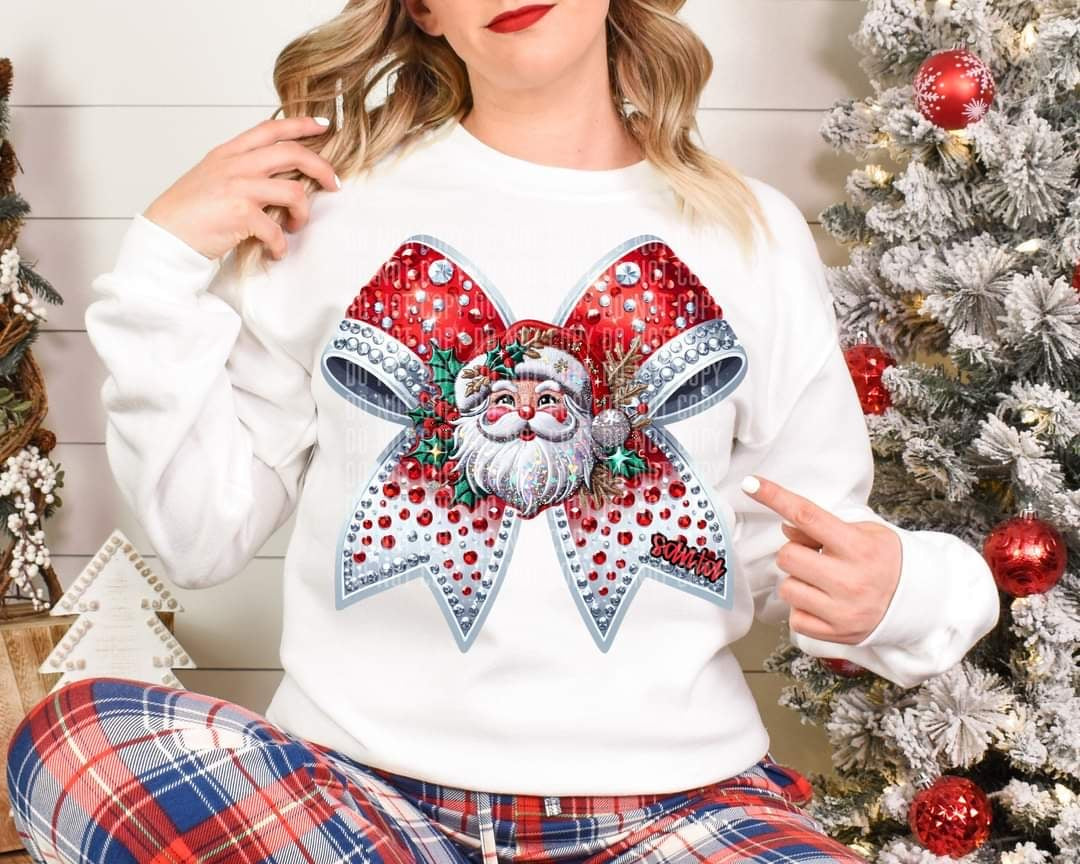 Red and white Santa bow (caplinger) 60530 DTF transfer