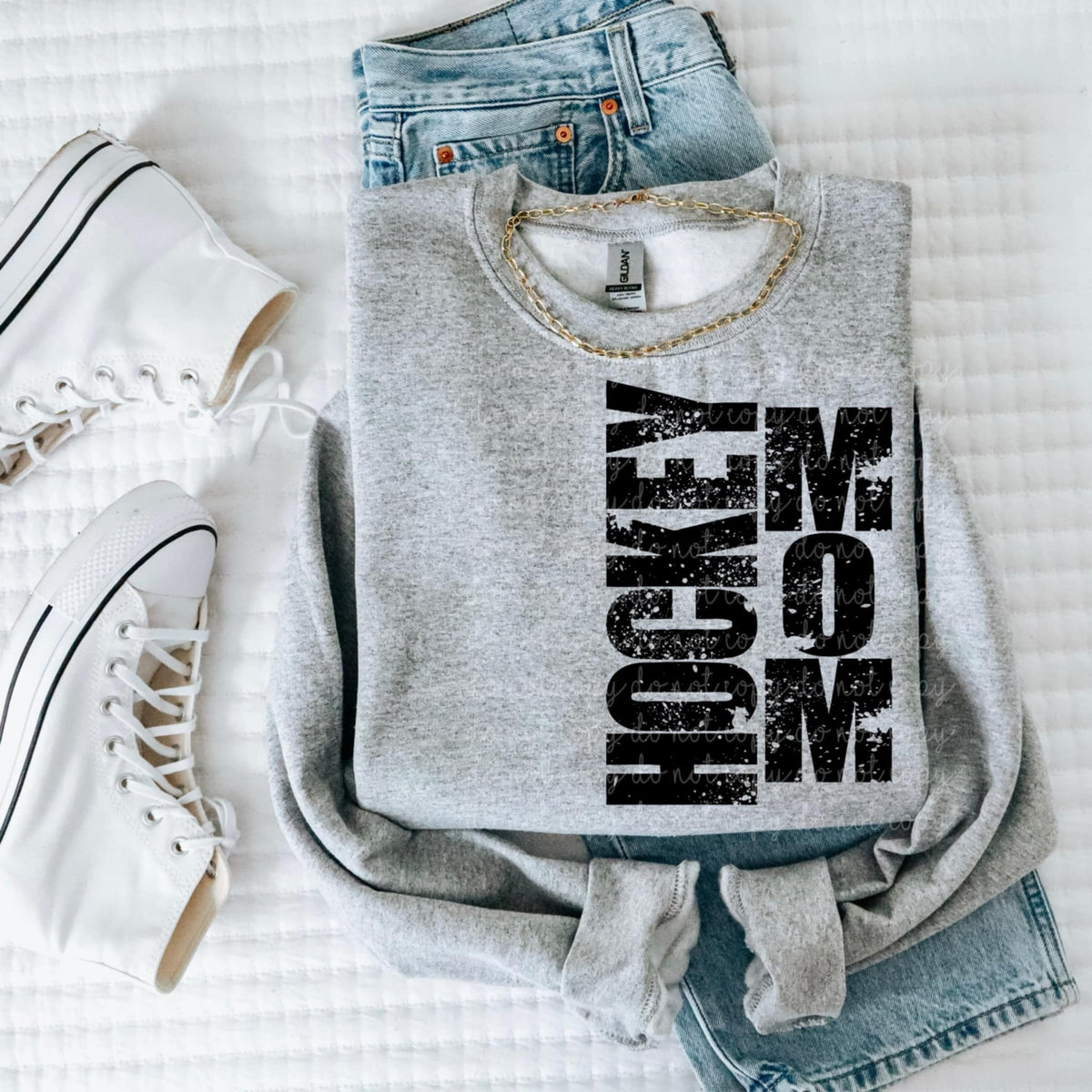Hockey mom vertical NO bow 90529 DTF transfer