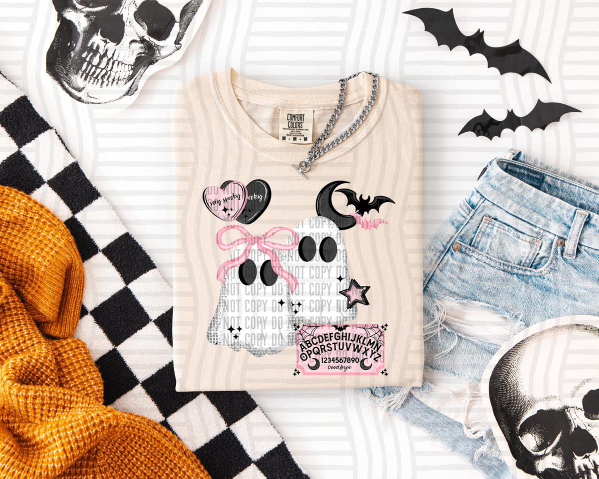 Ouija Board pink and black Ghosts (caplinger) DTF transfer