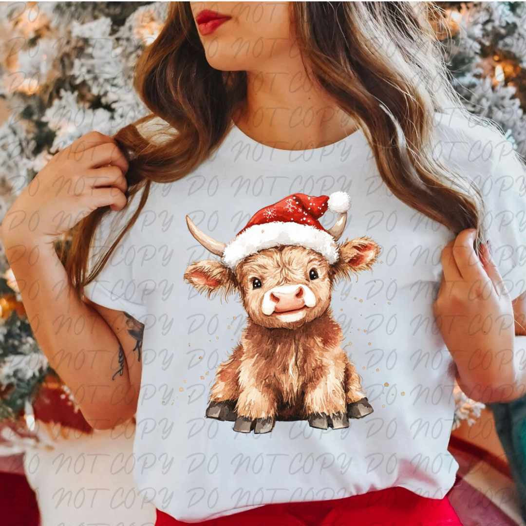Santa hat shaggy cow (vintage) 67331 DTF transfer